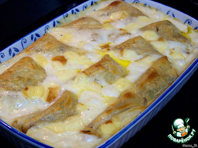 Crespelle with ham and smoked cheese