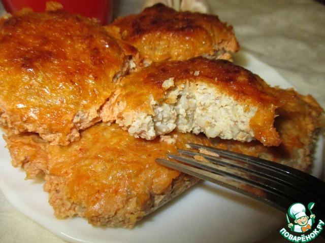 Buckwheat meatballs with cheese in creamy cheese filling