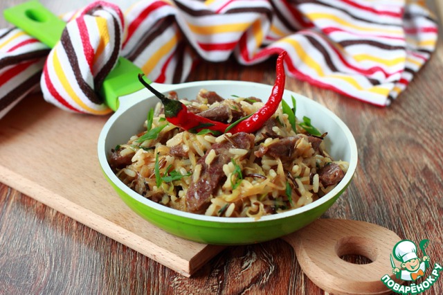 Rice with cabbage and veal