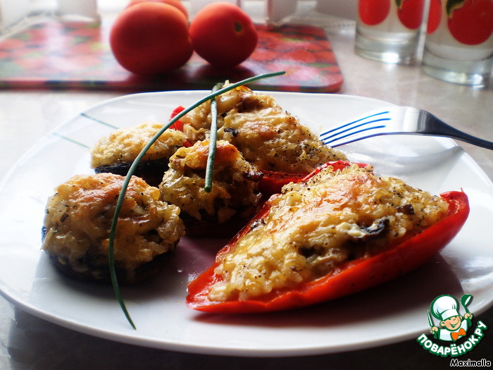 Фаршированные шампиньоны и сладкий перец