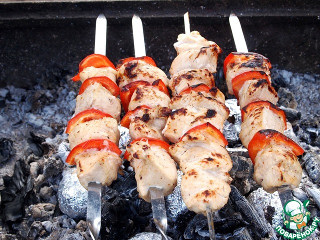 Chicken kebab in a lemon-mustard marinade