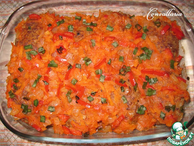 Hrechanyky with vegetable sauce