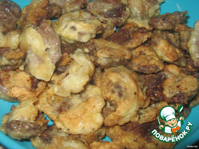 Chicken hearts in batter