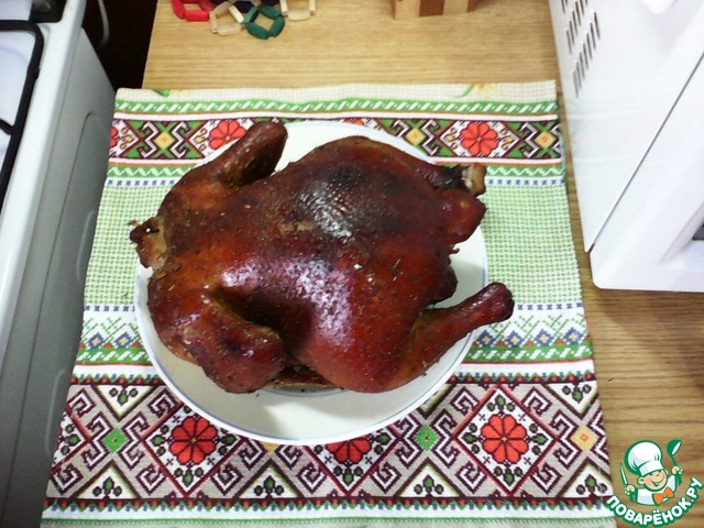 The chicken is smoked at home