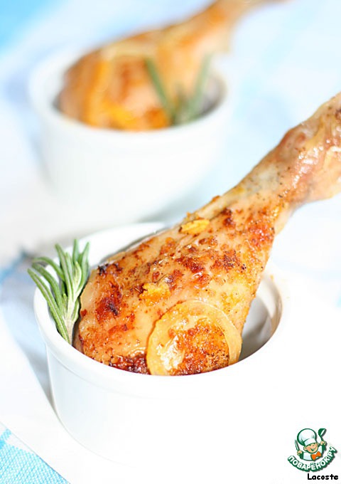 Chicken drumsticks with tangerine and ginger