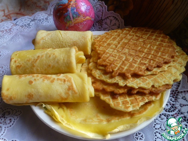 Crispy soft waffles and pancakes from the same dough