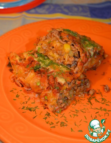 Enchiladas, pita with minced meat