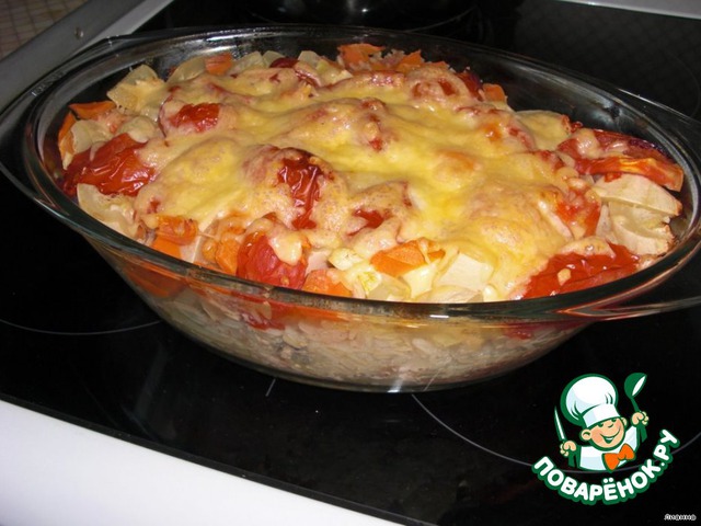 Casserole with rice and zucchini