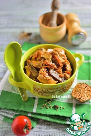 Chicken stew with mushrooms in the oven