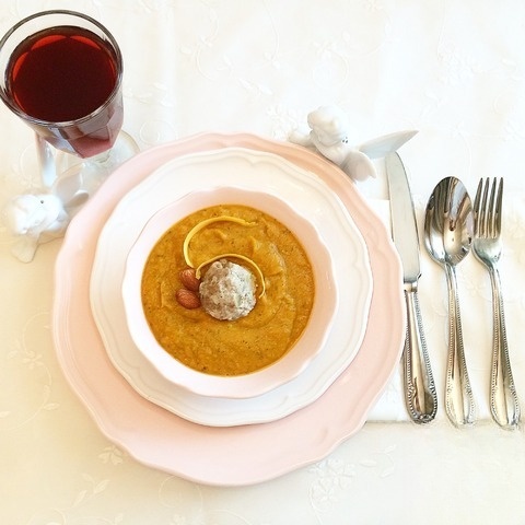 Тыквенный крем-суп с ежиком из говядины