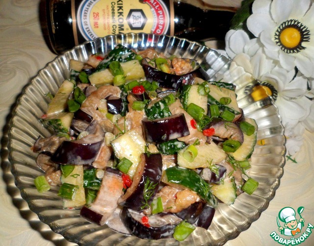 Закуска из баклажанов с огурцами