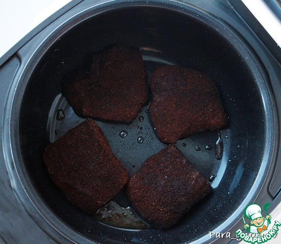 Veal breaded in the coffee