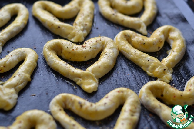 Hearts made from potato dough