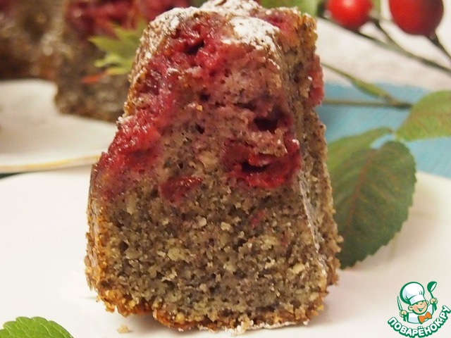 Cherry cupcake with poppy seeds