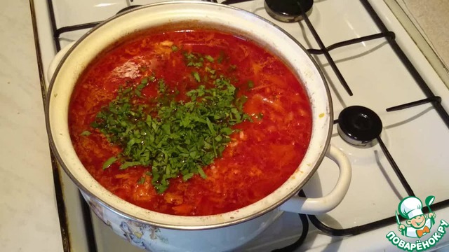 Борщ с отварной свеклой и курицей