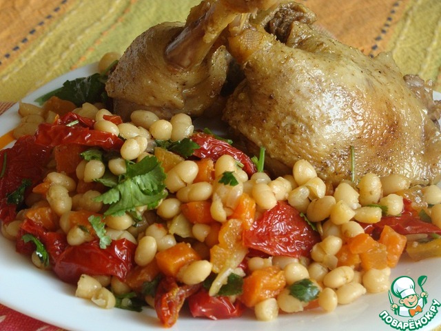 Duck with beans and sun-dried tomatoes