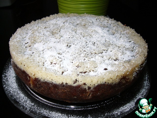 Apple cake with dates covered with creamy coconut filling