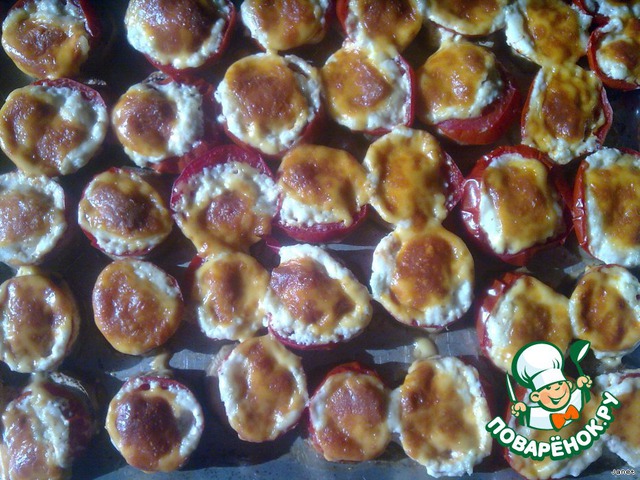 Eggplant with tomatoes and cheese baked