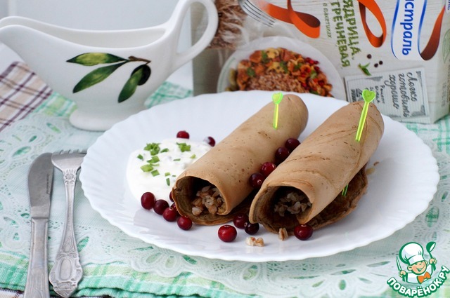 Трубочки из куриной печени с гречкой
