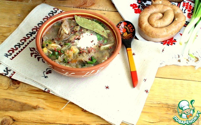 Soup of sauerkraut, stewed in a slow cooker