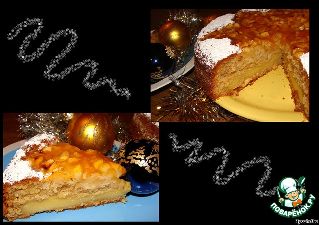 Christmas Apple pie with vanilla cream