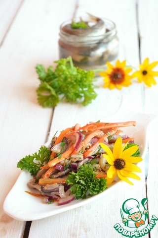 Salad with capelin and pepper