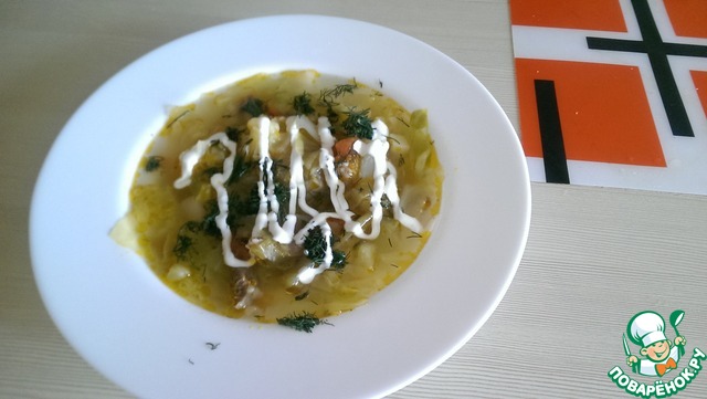 Soup from young cabbage