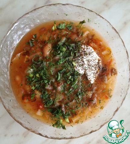 Soup with beans and mushrooms