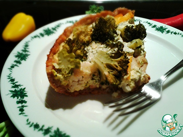 Quiche with cod and broccoli