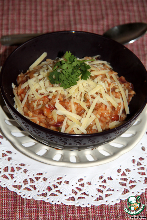 Tomato risotto with shrimp