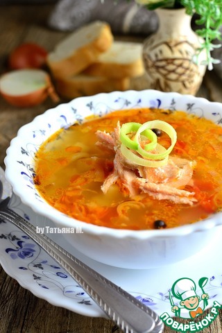 Soup with smoked salmon