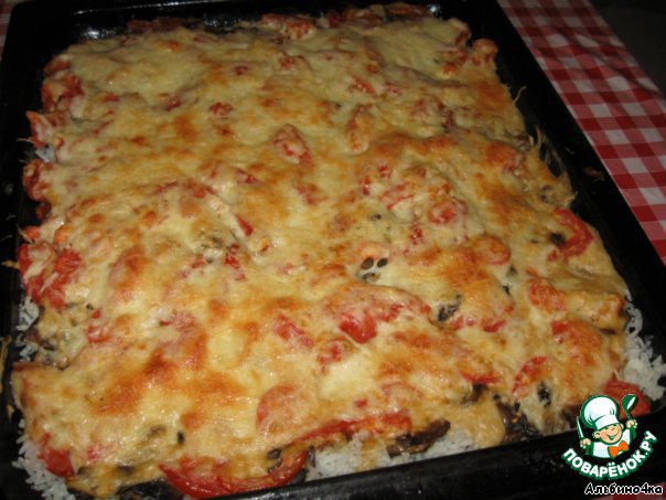 Mushrooms baked with rice