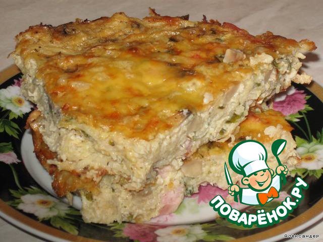 Casserole with cabbage and ham