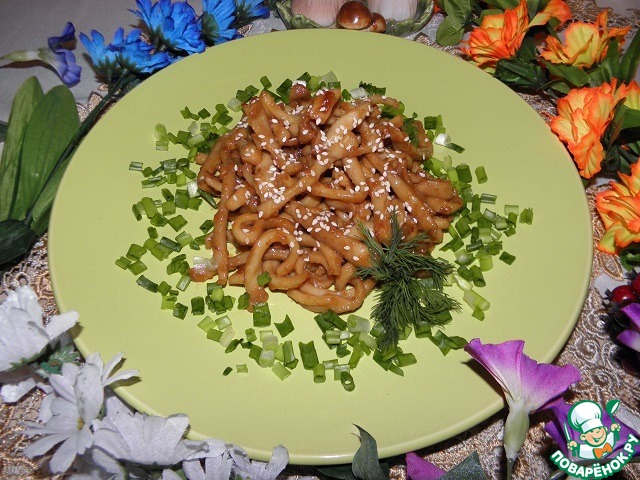 Squid in soy-honey sauce with garlic