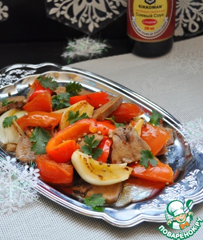 Warm salad of tongue and grilled vegetables