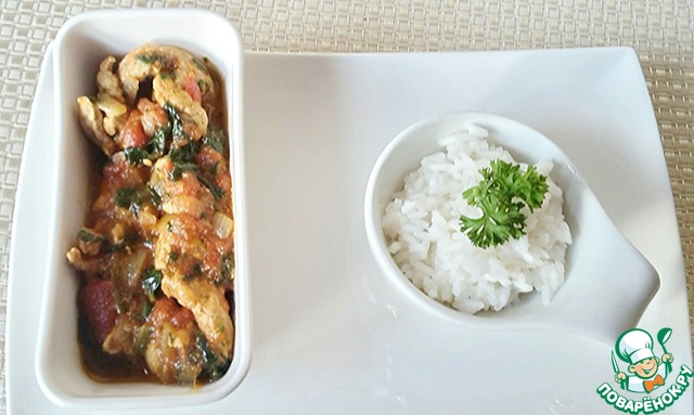 Pork curry and spinach