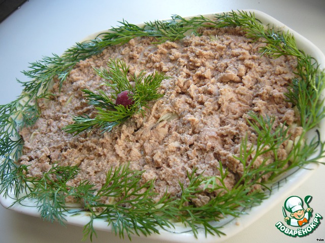 Salad with cod liver 