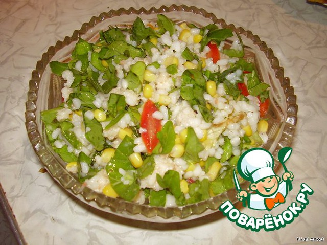 Salad with krill meat