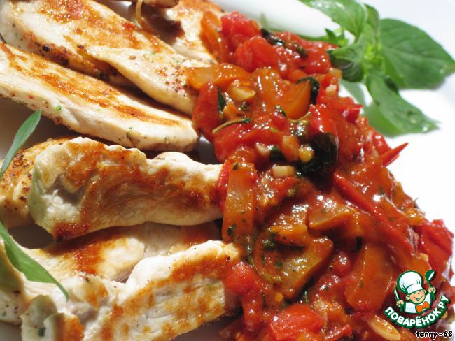 Chicken fillet in tomato sauce with Basil