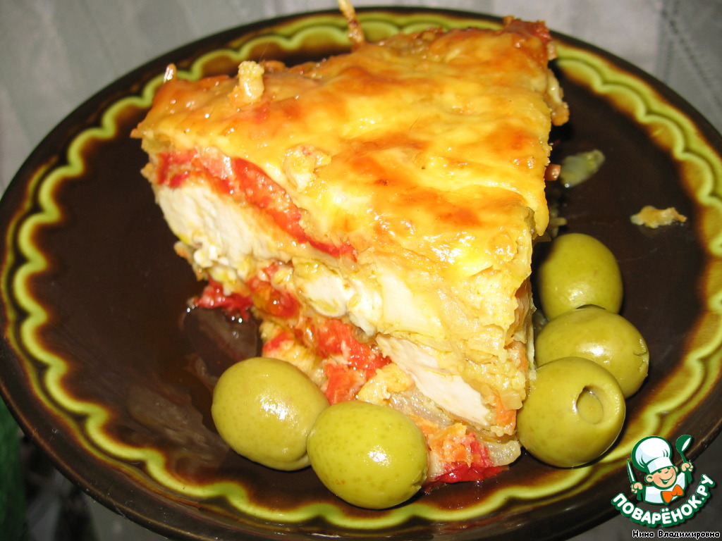 Milk fish with vegetables and cheese