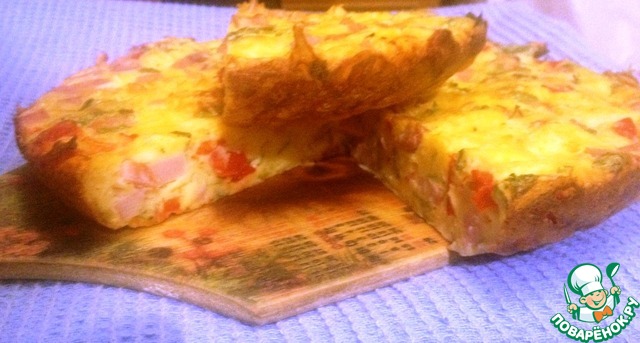 Cheese pie with peppers and ham