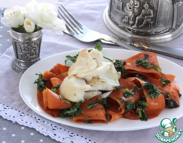 Warm salad with cod fillet