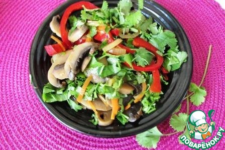 Salad with mushrooms in Korean style