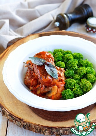 Buckwheat meatballs in tomato sauce with mushrooms