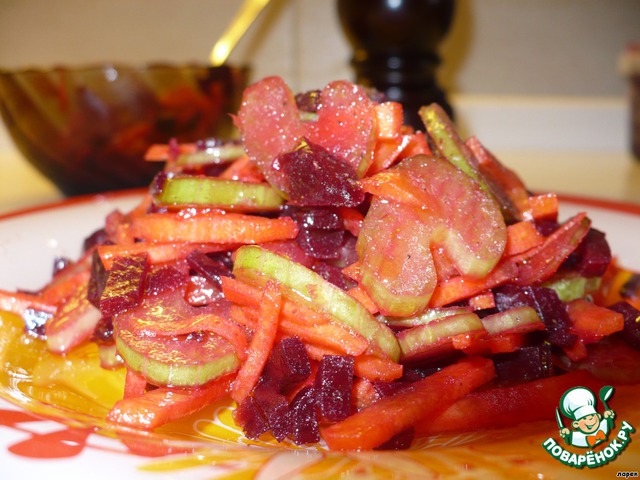 Salad with celery and beetroot in Korean