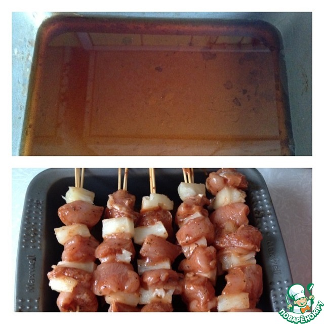 Chicken skewers with pineapple