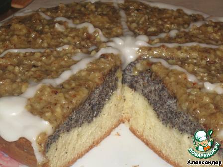 Poppy seed cake with walnut frosting