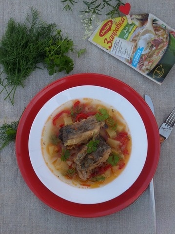 Сом с овощами в мультиварке