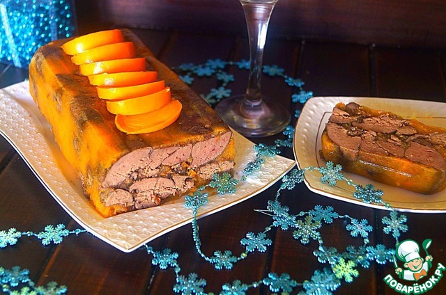 Liver terrine and persimmon