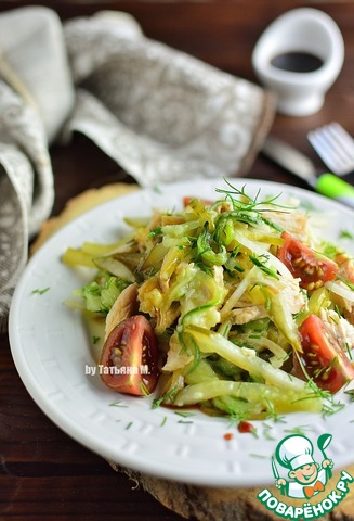 Warm salad with grilled zucchini